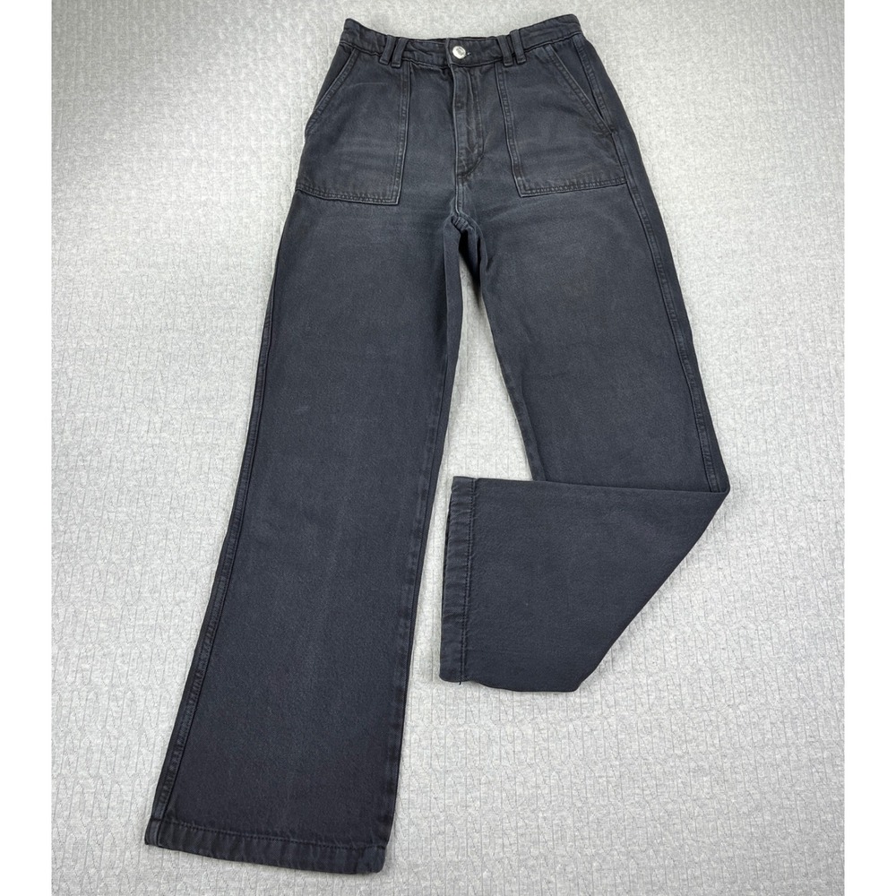 Zara Bootcut wide leg jeans Women S 25x30 Black‎ High Rise Y2K 90s denim